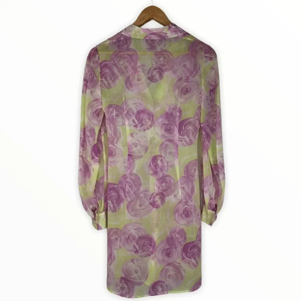 Escada Rose Sleeveless Dress and Sheer Wrap Jacket Set Floral Print - Picture 7 of 16